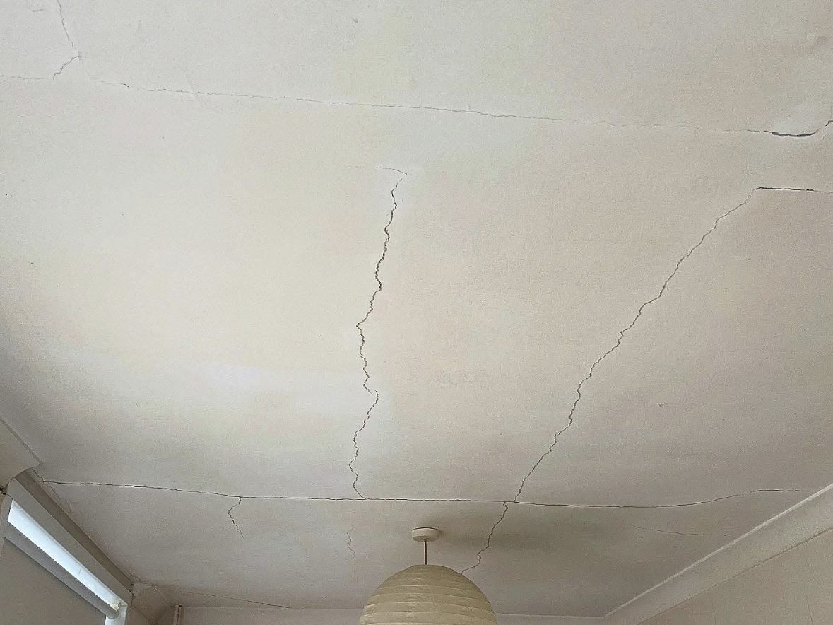 Cracked ceiling before