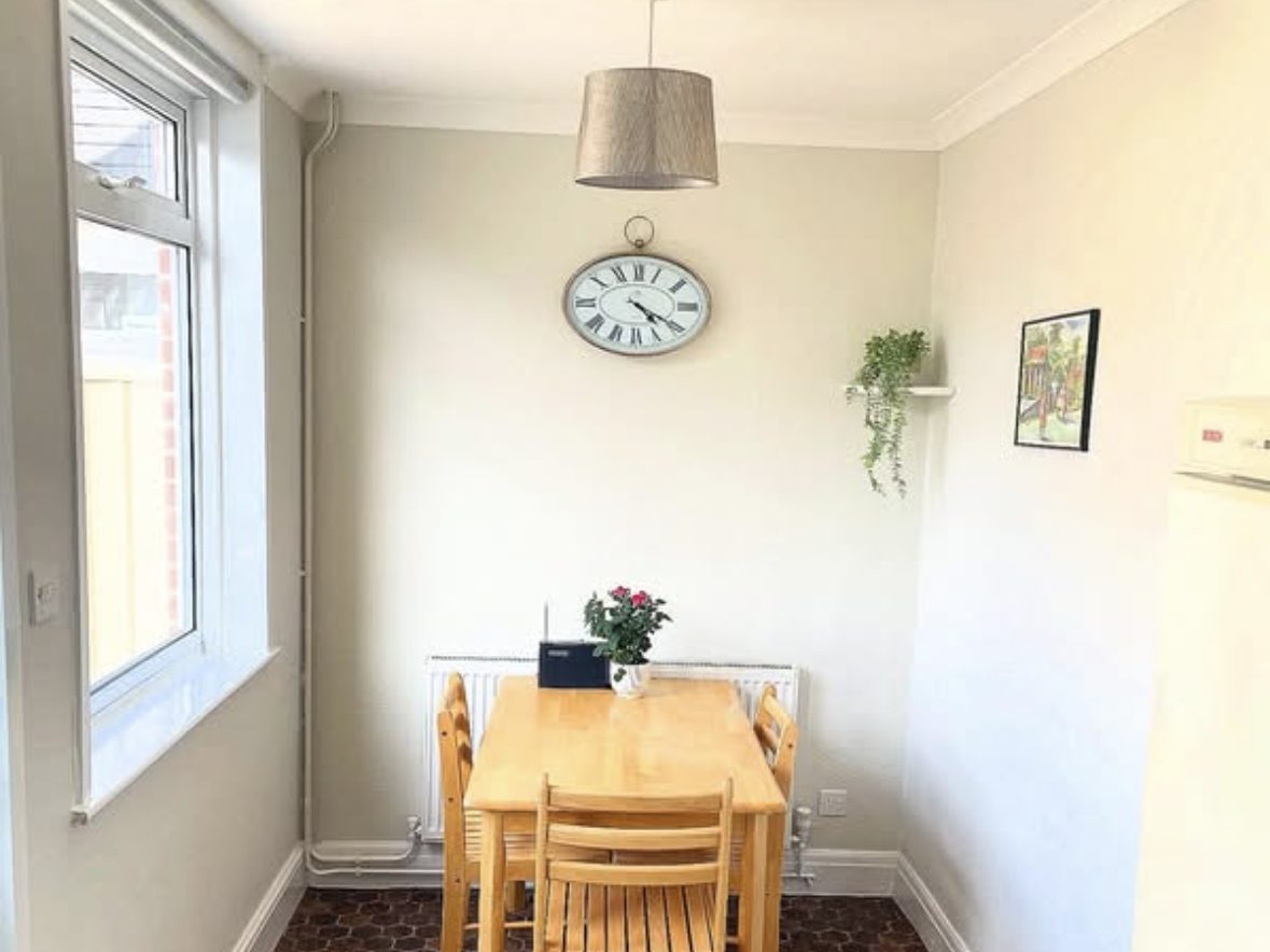 Dining room after — clean and ready